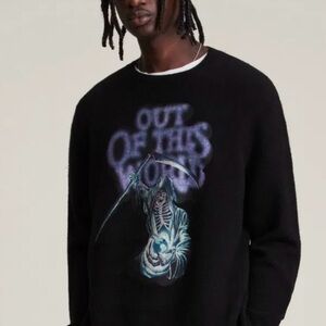 All Saints Black Graphic Crewneck Sweater